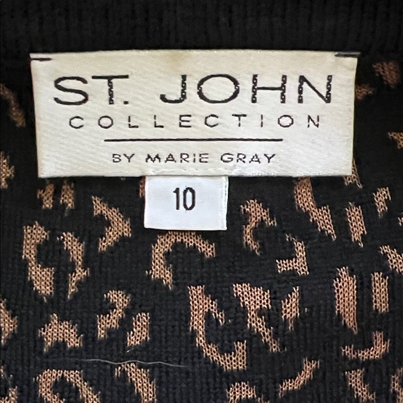 St. John Collection Animal Print Knit Suit Jacket - Picture 2 of 11